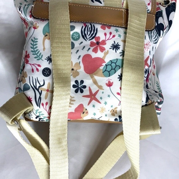 Small Lily Bloom Mermaid Theme Drawstring Backpack Purse - Cream. NWOT - Picture 3 of 7
